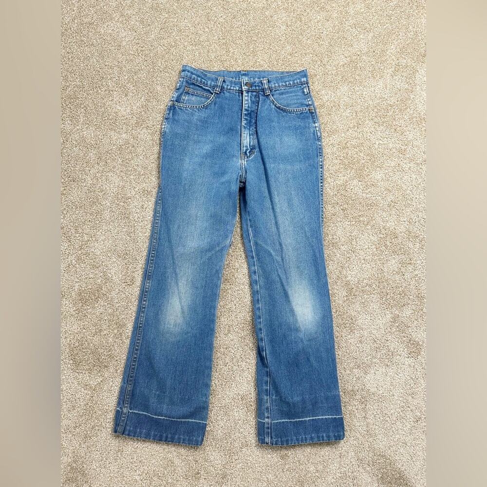 Vintage 1970s JC Penneys Blue Boot Cut Jeans with Flared Leg Size 2/25